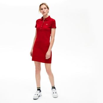 Lacoste Stretch Cotton Mini Piqué Polo Dress Dámské - Šaty Tmavě Červené | CZ-r6ODCd